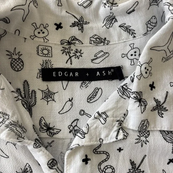 Edgar + Ash Men's‎ Button Down Medium Abstract Vintage 90's Rayon - Picture 2 of 4